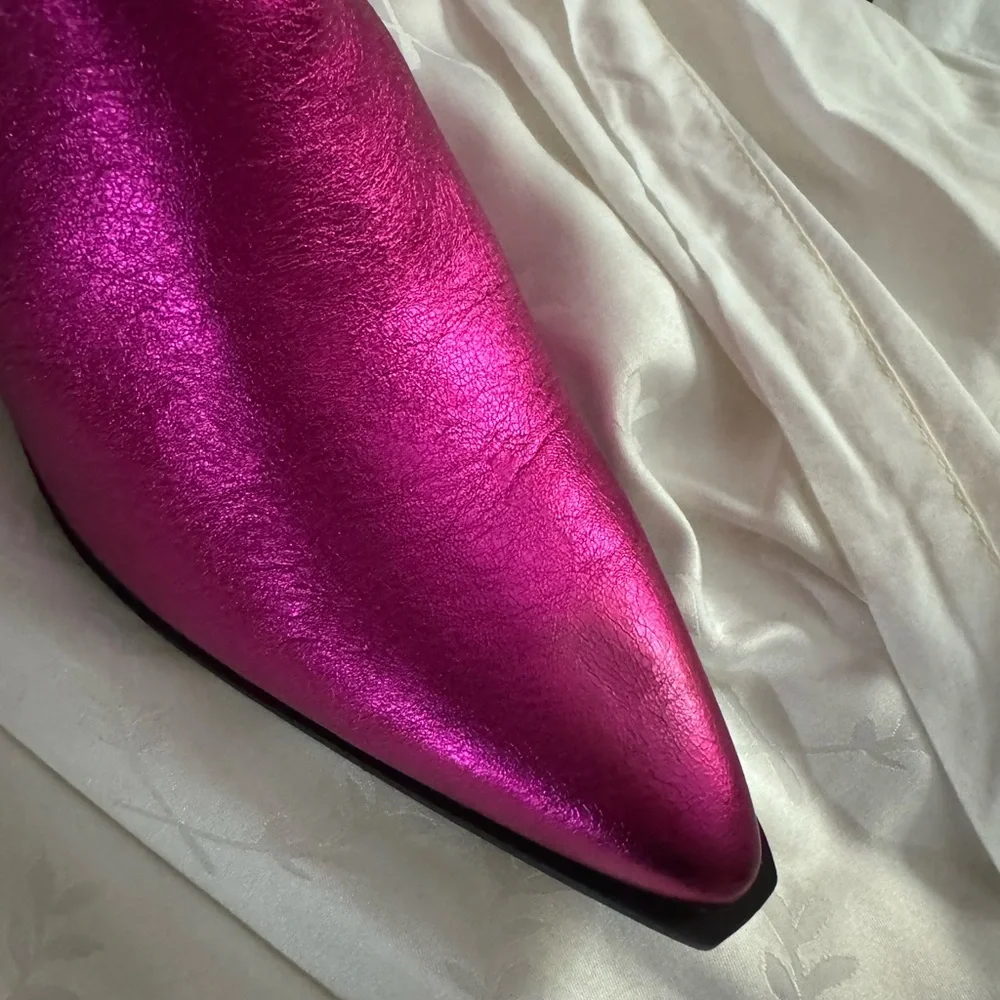 Black Bling Bling Cowboy boots METALLIC PINK